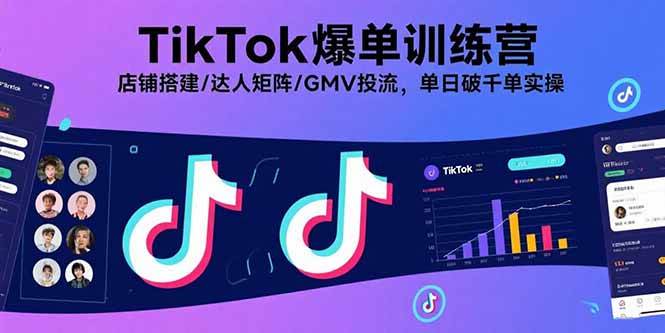 (9.7)TikTok爆单训练营,店铺搭建/达人矩阵/GMV投流,单日破千单实操