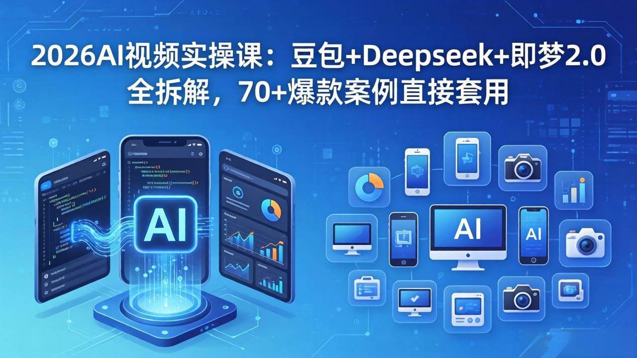 (5.1)2026AI视频实操课：豆包+Deepseek+即梦2.0全拆解，70+爆款案例直接套用