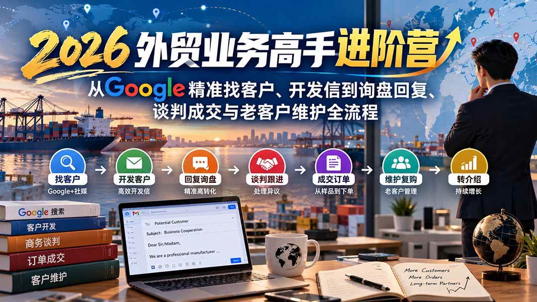 (9.29)2026外贸业务高手进阶营：从Google精准找客户、开发信到询盘回复、谈判成交与老客户维护全流程