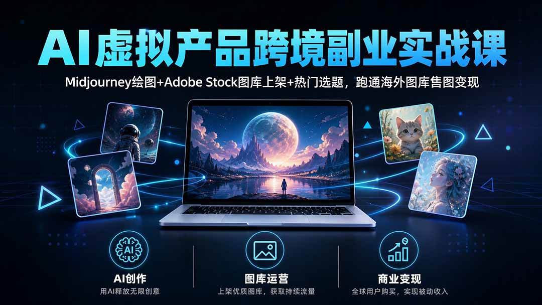 (9.18)AI虚拟产品跨境副业实战课｜Midjourney绘图+Adobe Stock图库上架+热门选题，跑通海外图库售图变现
