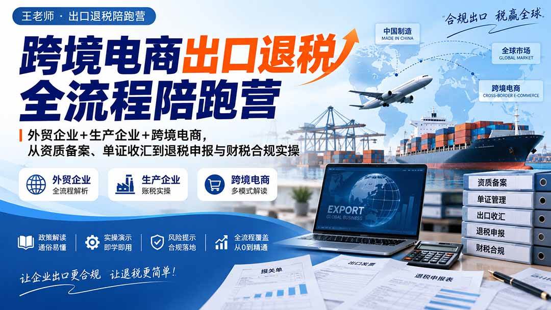 (9.18)跨境电商出口退税全流程陪跑营｜外贸企业+生产企业+跨境电商，从资质备案、单证收汇到退税申报与财税合规实操